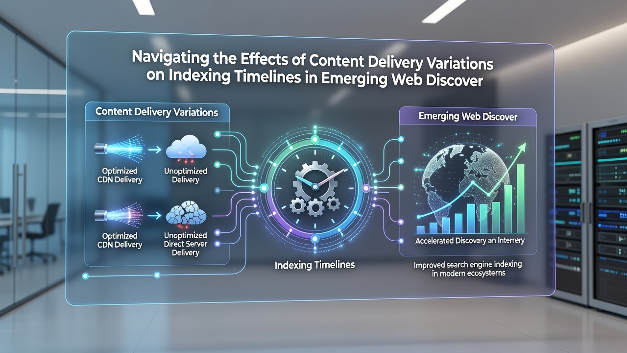 Flowchart illustrating how variations in CDN configurations extend or shorten indexing timelines for new web content in discovery platforms